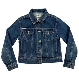 Gasoline Youth Medium Denim Jean Jacket Blue Cotton Button Front Y2K